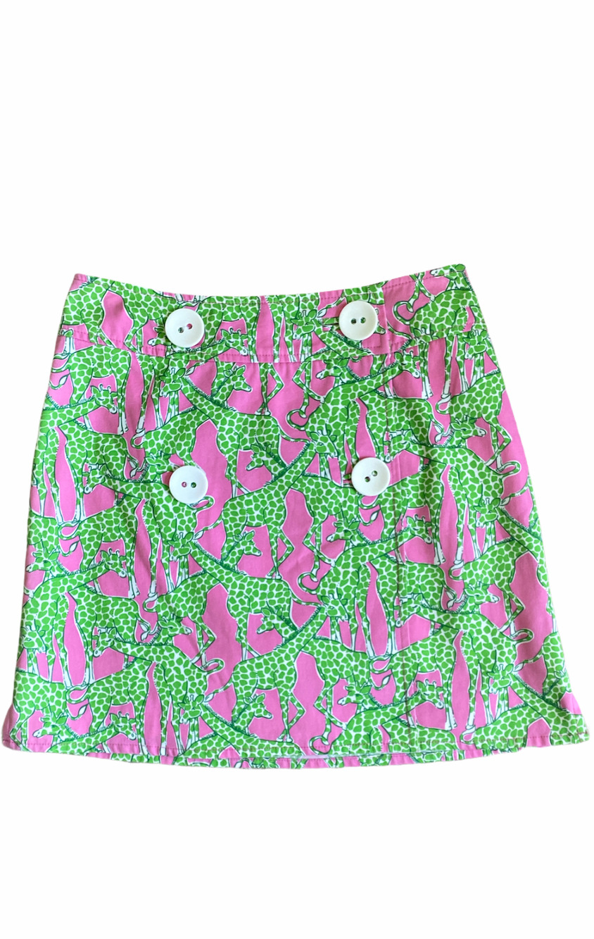 0 Lilly Pulitzer Giraffe Print Short Skirt Lined Double Button